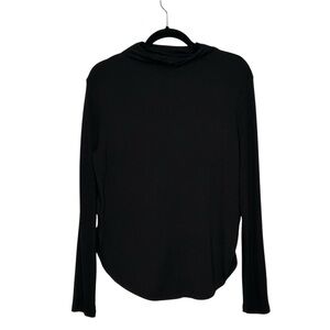 Lou & Grey Black Jersey Knit Mock Neck Long Sleeve Super Soft Round Hem Top M
